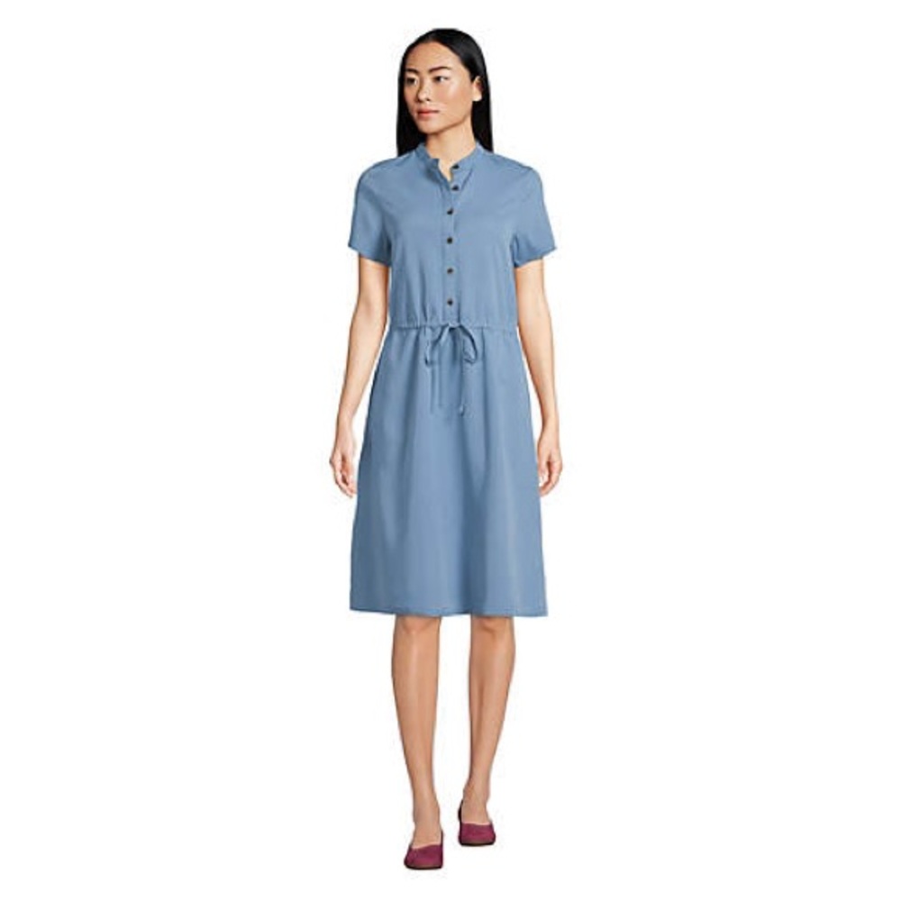 NWT Lands' End Women's Rayon muted Blue Midi Dress
